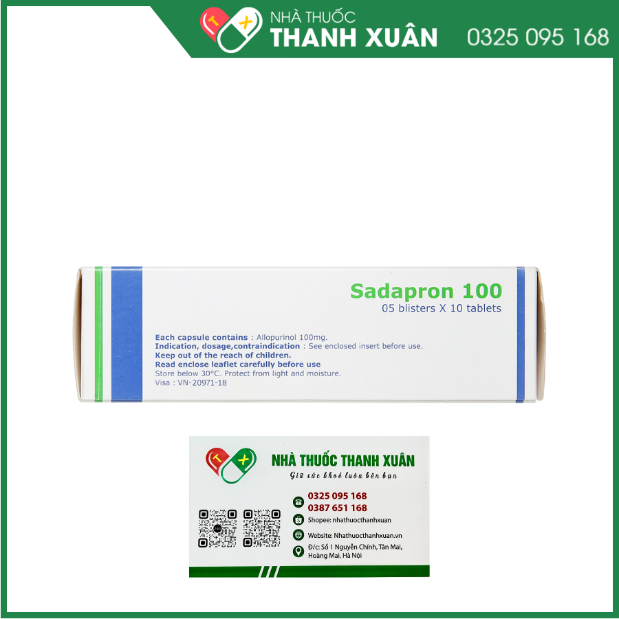 Sadapron 100 điều trị chứng tăng acid uric máu